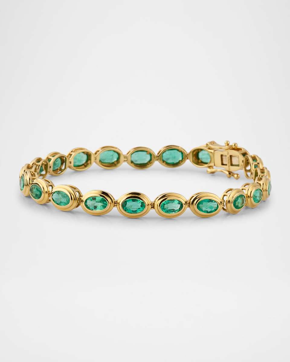 Limited Edition 18K Yellow Gold Faceted Emerald Oval Bracelet